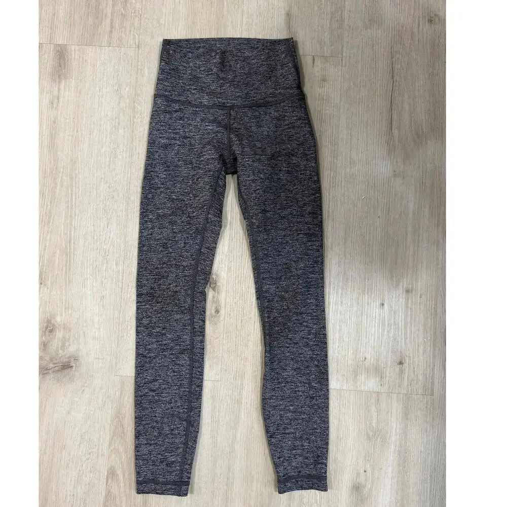 Lululemon Wunder Under Hi Rise 7/8 Tight 25” Luon Heathered Black W5AOUS Size 2